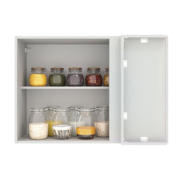 Encontraproduto.com.br - Armário Aéreo de Canto Madesa Agata 1 Porta Branco/Preto
