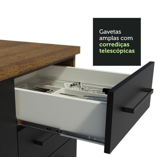 Encontraproduto.com.br - Armário de Cozinha Completa 310cm Rustic/Preto Agata Madesa 01