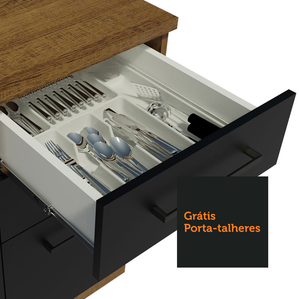 Encontraproduto.com.br - Armário de Cozinha Compacta 280cm Rustic/Preto Agata Madesa 02