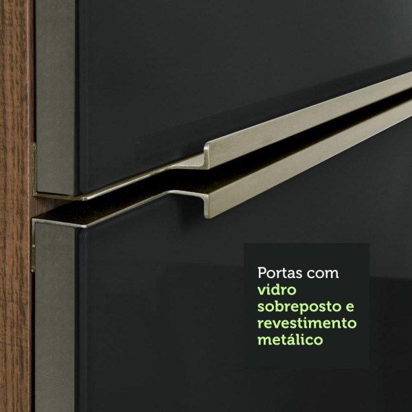 Encontraproduto.com.br - Armário Aéreo Madesa Lux 80 cm 2 Portas Rustic/Preto