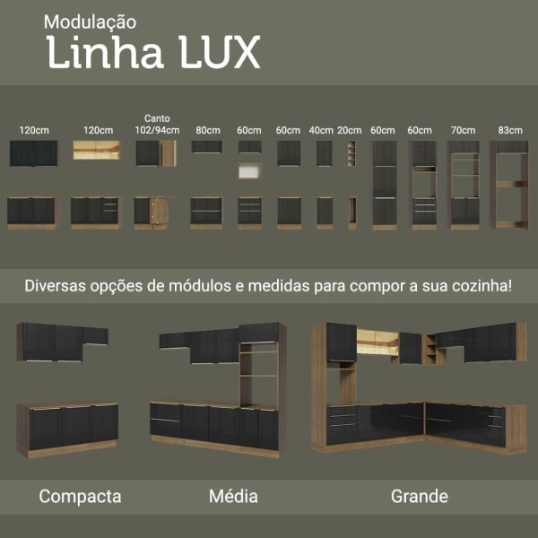 Encontraproduto.com.br - Armário Aéreo Madesa Lux 80 cm 2 Portas Rustic/Preto