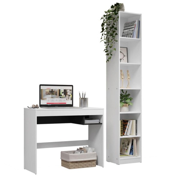 Encontraproduto.com.br - Escrivaninha Madesa Rubi + Estante Livreiro 6906 Branco