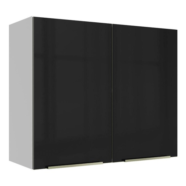 Encontraproduto.com.br - Armário Aéreo Madesa Lux 80 cm 2 Portas Branco/Preto