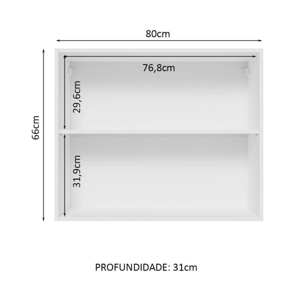 Encontraproduto.com.br - Armário Aéreo Madesa Lux 80 cm 2 Portas Branco/Preto