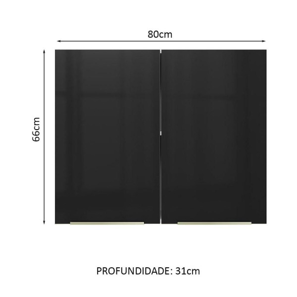 Encontraproduto.com.br - Armário Aéreo Madesa Lux 80 cm 2 Portas Branco/Preto