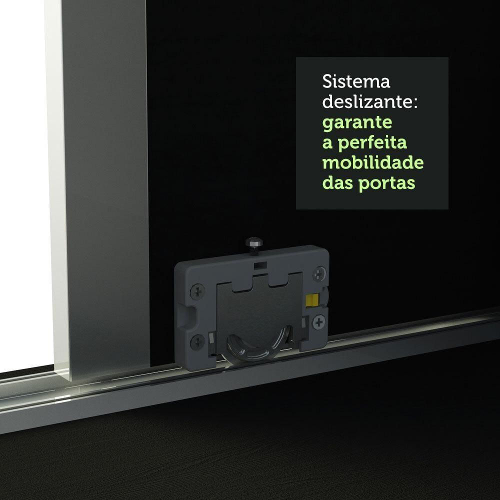 Encontraproduto.com.br - Guarda-Roupa Casal 100% MDF Madesa Royale 3 Portas de Correr com Espelho Preto/Branco