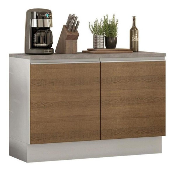 Encontraproduto.com.br - Balcão de Pia Madesa Glamy 120 cm 2 Portas (Com Tampo) Branco/Rustic