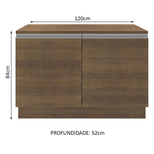 Encontraproduto.com.br - Balcão de Pia Madesa Glamy 120 cm 2 Portas (Com Tampo) Rustic