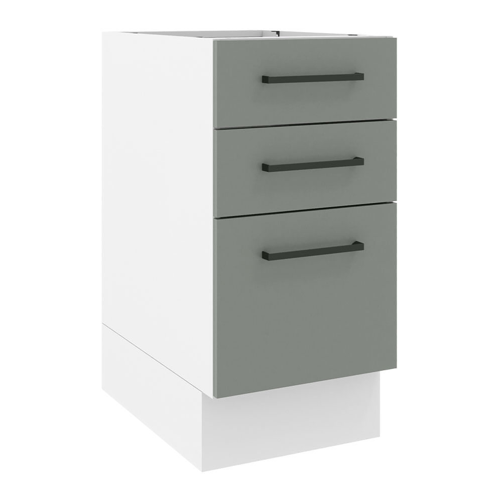 Balcão Madesa Agata 40 x 60 cm 3 Gavetas (Sem Tampo) Branco/Cinza