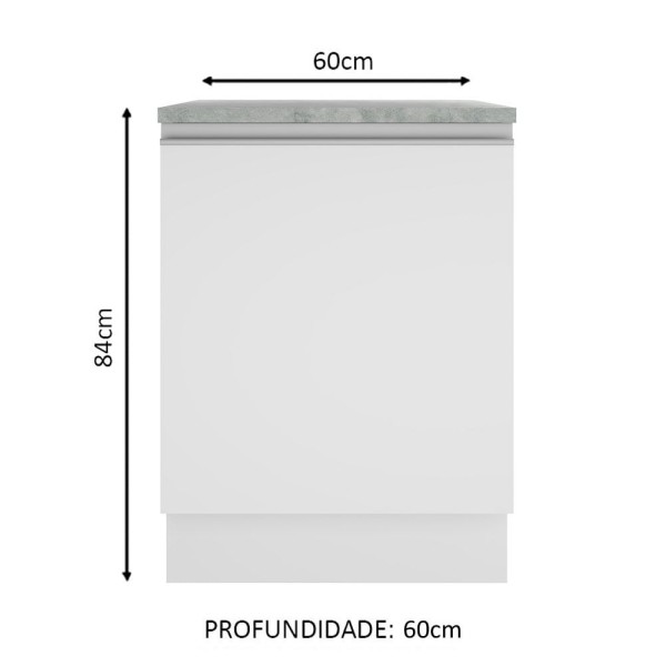 Encontraproduto.com.br - Balcão Madesa Glamy 60 x 60 cm 1 Porta (Com Tampo) Branco