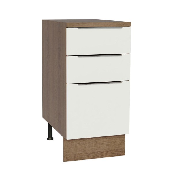Encontraproduto.com.br - Balcão Madesa Stella 40 x 60 cm 3 Gavetas (Com Tampo) Rustic/Branco