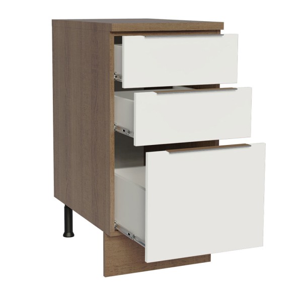 Encontraproduto.com.br - Balcão Madesa Stella 40 x 60 cm 3 Gavetas (Com Tampo) Rustic/Branco
