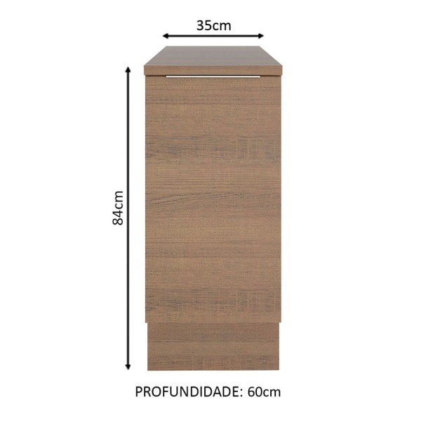 Encontraproduto.com.br - Balcão Madesa Stella 35 x 60 cm 1 Porta (Com Tampo) Rustic