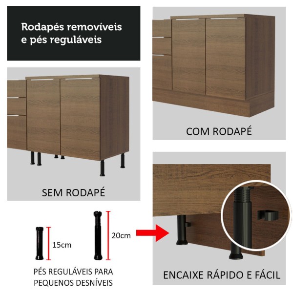 Encontraproduto.com.br - Balcão Madesa Stella 35 x 60 cm 1 Porta (Com Tampo) Rustic