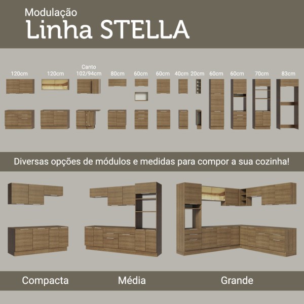 Encontraproduto.com.br - Balcão Madesa Stella 35 x 60 cm 1 Porta (Com Tampo) Rustic
