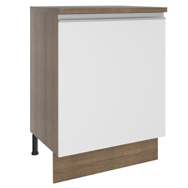 Balcão Madesa Glamy 60 x 60 cm 1 Porta (Com Tampo) Rustic/Branco