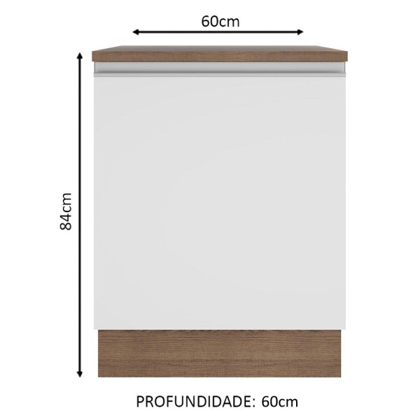 Encontraproduto.com.br - Balcão Madesa Glamy 60 x 60 cm 1 Porta (Com Tampo) Rustic/Branco
