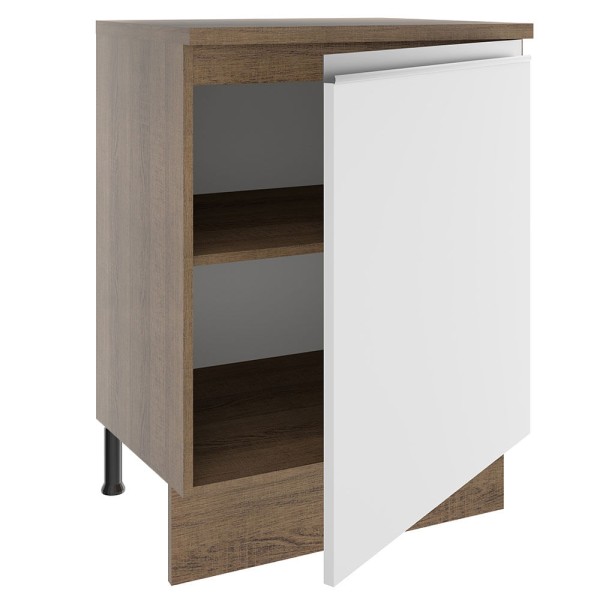 Encontraproduto.com.br - Balcão Madesa Glamy 60 x 60 cm 1 Porta (Com Tampo) Rustic/Branco