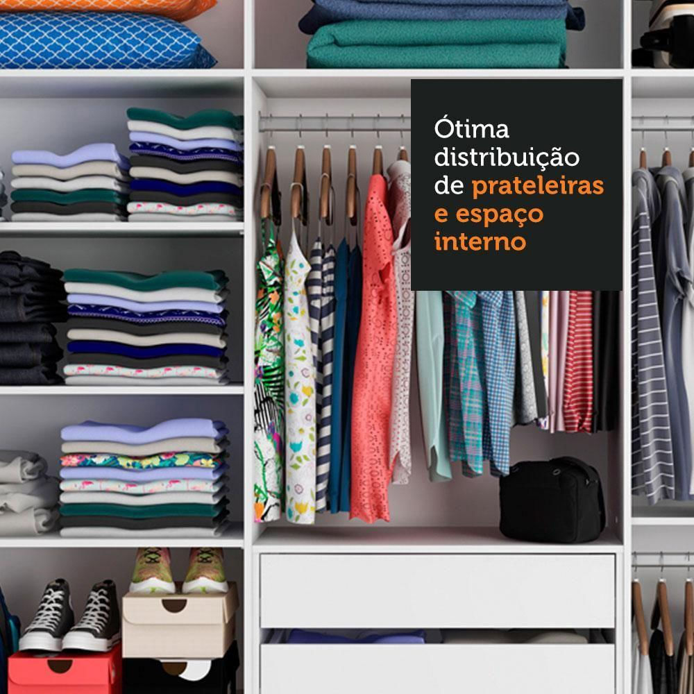 Encontraproduto.com.br - Guarda-Roupa Casal 100% MDF Madesa Royale 3 Portas de Correr com Espelho Branco/Preto