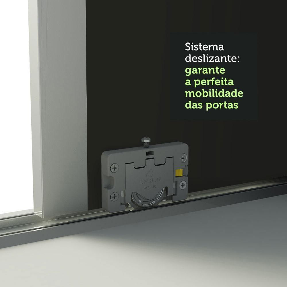 Encontraproduto.com.br - Guarda-Roupa Casal 100% MDF Madesa Zurique 3 Portas de Correr Branco/Branco/Preto
