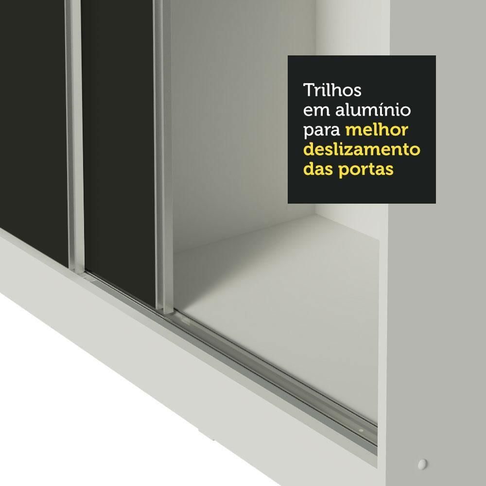 Encontraproduto.com.br - Guarda-Roupa Casal 100% MDF Madesa Zurique 3 Portas de Correr Branco/Branco/Preto