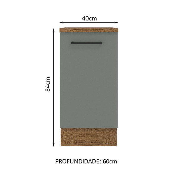 Encontraproduto.com.br - Balcão Madesa Agata 40 x 60 cm 1 Porta (Com Tampo) Rustic/Cinza