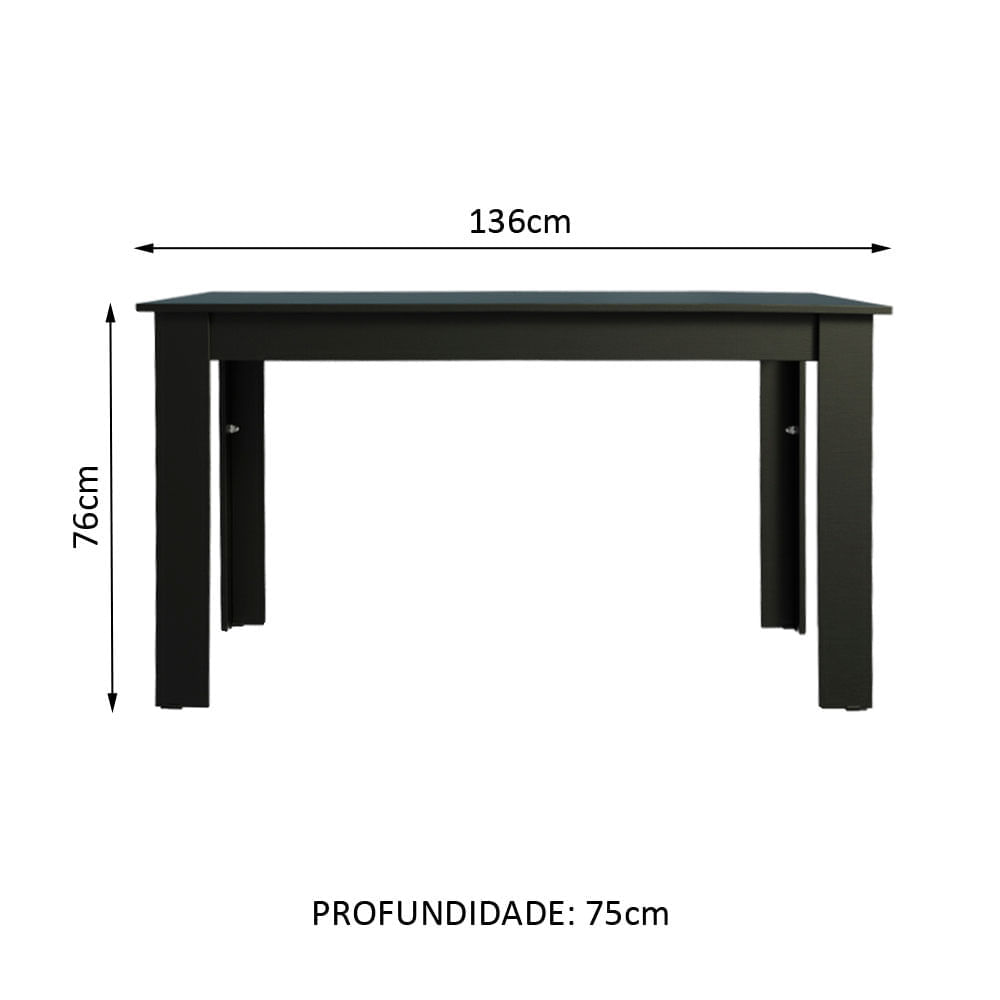 Encontraproduto.com.br - Mesa Madesa Retangular Tampo de Madeira 5231 - Preto
