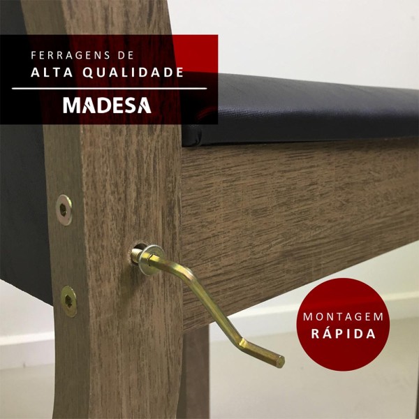 Encontraproduto.com.br - Conjunto Sala de Jantar Madesa Mirela Mesa Tampo de Vidro com 6 Cadeiras Rustic/Preto/Imperial