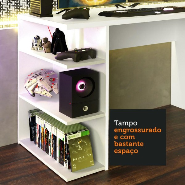Encontraproduto.com.br - Escrivaninha Mesa para Computador Gamer 9409 Madesa Branco