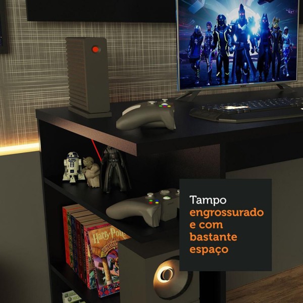Encontraproduto.com.br - Mesa para Computador Gamer e Painel para TV até 50 Madesa Preto