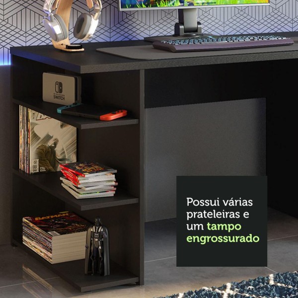 Encontraproduto.com.br - Mesa para Computador Gamer e Painel TV Madesa Preto