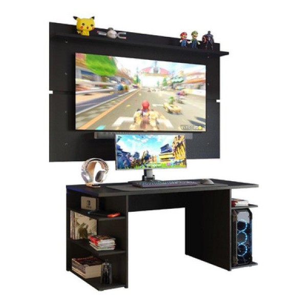 Encontraproduto.com.br - Mesa para Computador Gamer e Painel TV Madesa Preto