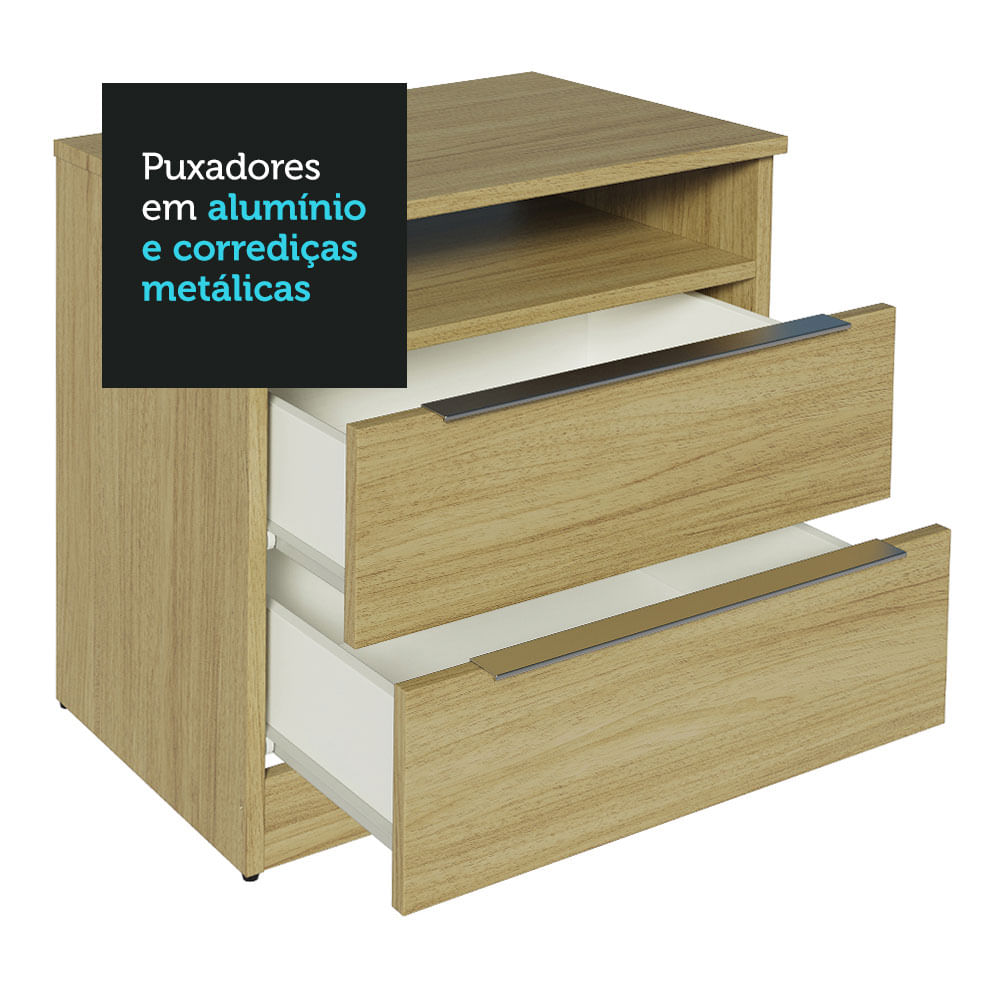 Encontraproduto.com.br - Mesa de Cabeceira Madesa 3227 com 2 Gavetas Carvalho