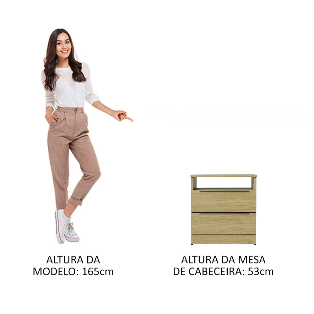 Encontraproduto.com.br - Mesa de Cabeceira Madesa 3227 com 2 Gavetas Carvalho