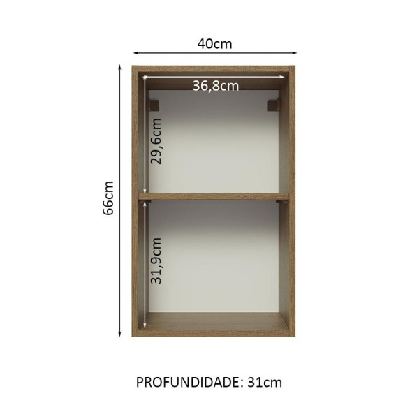 Encontraproduto.com.br - Armário Aéreo Madesa Lux 40 cm 1 Porta Rustic/Branco Veludo