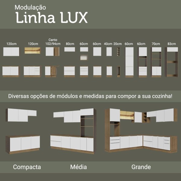 Encontraproduto.com.br - Armário Aéreo Madesa Lux 40 cm 1 Porta Rustic/Branco Veludo