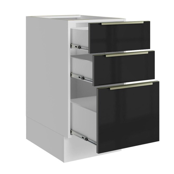 Encontraproduto.com.br - Balcão Madesa Lux 40 cm 3 Gavetas (Sem Tampo) Branco/Preto