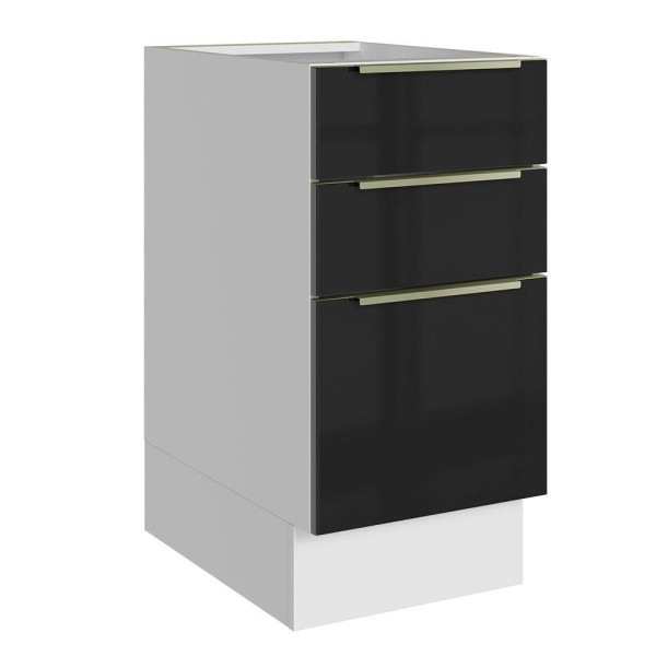 Encontraproduto.com.br - Balcão Madesa Lux 40 cm 3 Gavetas (Sem Tampo) Branco/Preto