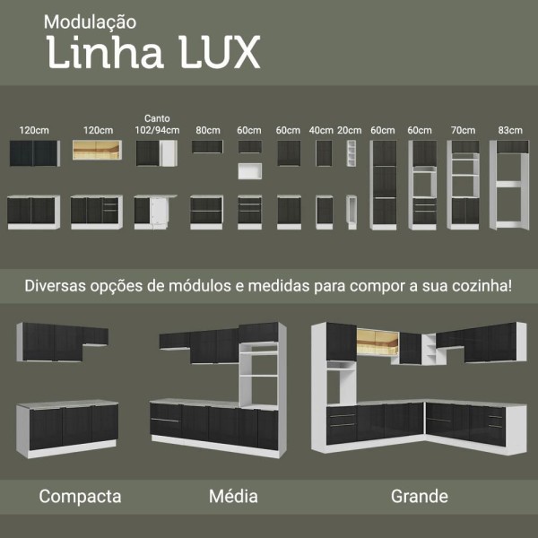 Encontraproduto.com.br - Balcão Madesa Lux 40 cm 3 Gavetas (Sem Tampo) Branco/Preto