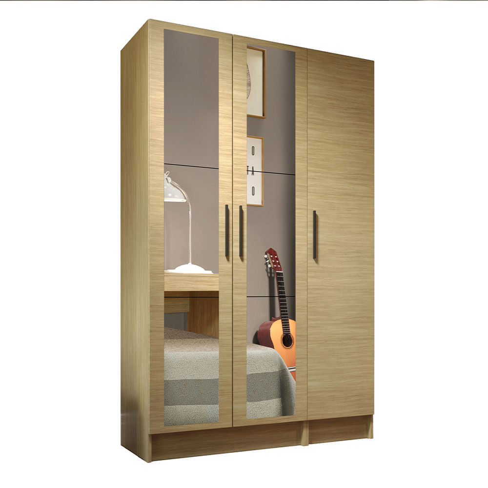 Encontraproduto.com.br - Guarda-Roupa Modulado Madesa Nilo 100% MDF 120003 com Espelhos 2 Peças Carvalho
