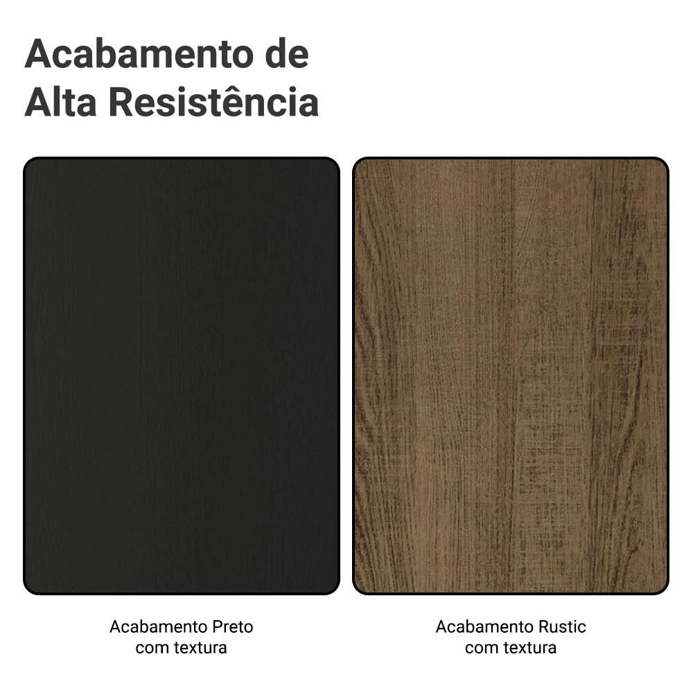 Encontraproduto.com.br - Mesa de Jantar Retangular com Tampo de Vidro Preto/Rustic 5329 Madesa