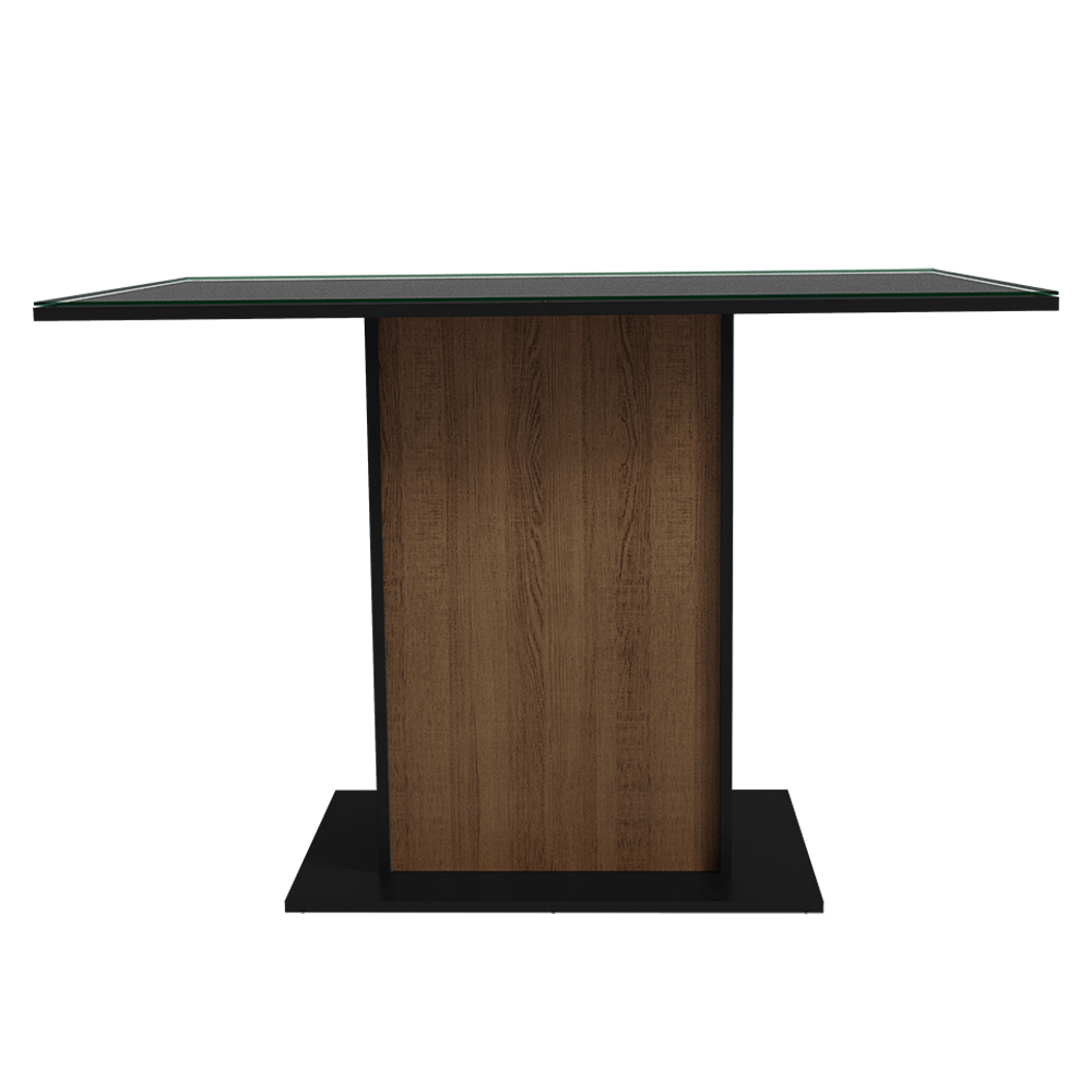 Encontraproduto.com.br - Mesa de Jantar Retangular com Tampo de Vidro Preto/Rustic 5329 Madesa