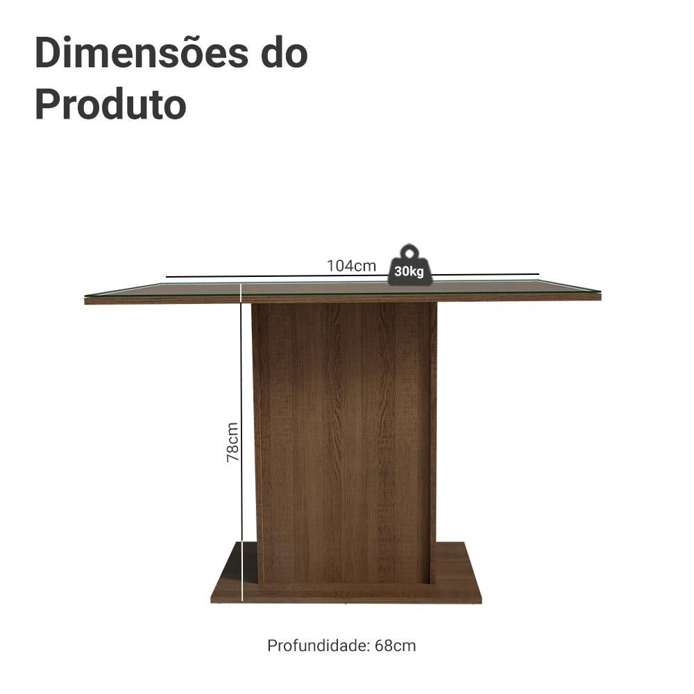 Encontraproduto.com.br - Mesa de Jantar Retangular com Tampo de Vidro Rustic 5329 Madesa