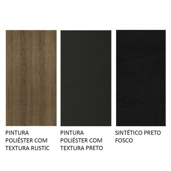Encontraproduto.com.br - Conjunto Sala de Jantar Madesa Medelin Mesa Tampo de Madeira com 6 Cadeiras Preto/Rustic/Sintético Preto