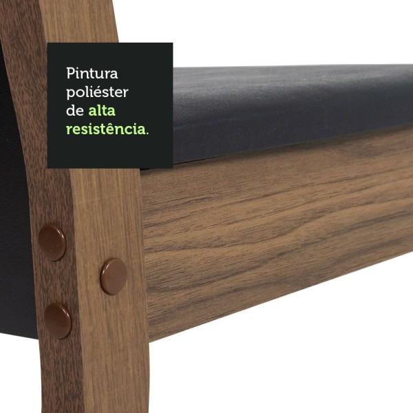 Encontraproduto.com.br - Conjunto Sala de Jantar Madesa Medelin Mesa Tampo de Madeira com 6 Cadeiras Rustic/Preto/Sintético Preto