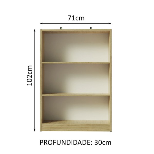 Encontraproduto.com.br - Estante para Livros Home Sala Madesa 6907 com 3 Nichos Carvalho