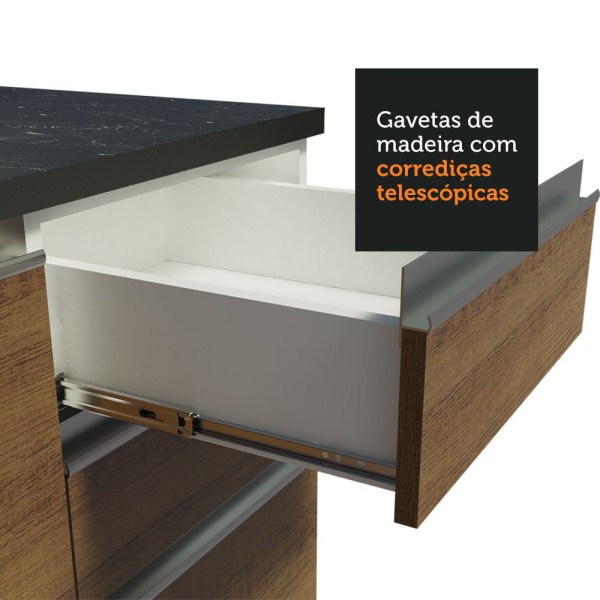 Encontraproduto.com.br - Cozinha Completa 100% MDF Madesa Acordes 330005 com Armário e Balcão (Sem Tampo e Pia) Branco/Rustic