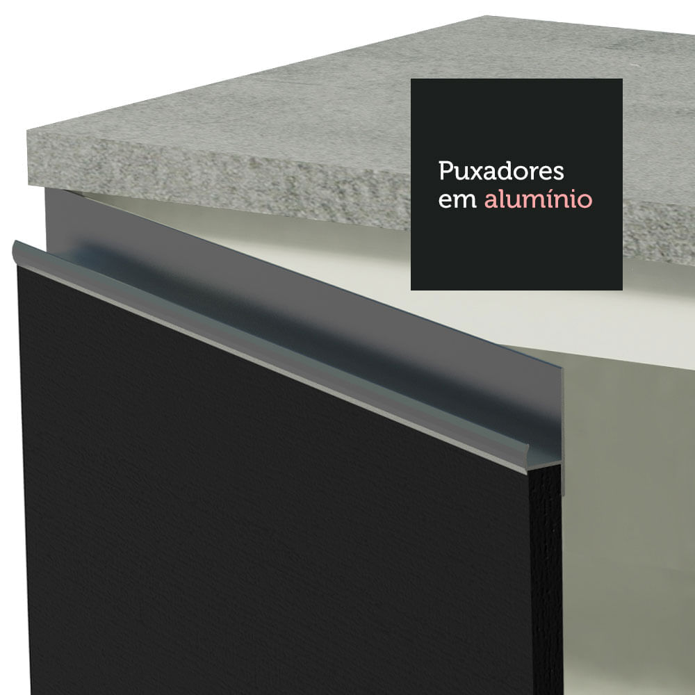 Encontraproduto.com.br - Cozinha Completa de Canto Madesa Glamy 329001 com Armário e Balcão (Sem Tampo e Pia) Branco/Preto