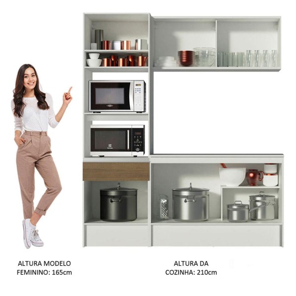 Encontraproduto.com.br - Cozinha Compacta Madesa Topazio Pop com Armário, Balcão e Tampo Branco/Rustic