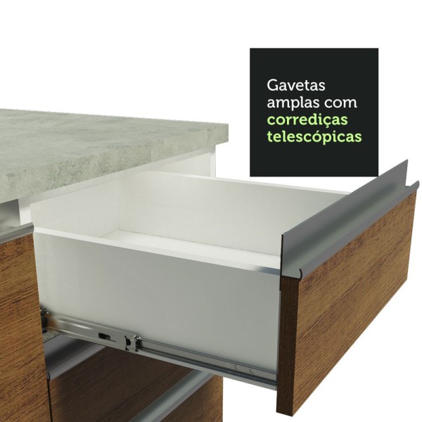 Encontraproduto.com.br - Cozinha Completa de Canto Madesa Glamy 419001 com Armário e Balcão (Sem Tampo e Pia) Branco/Rustic